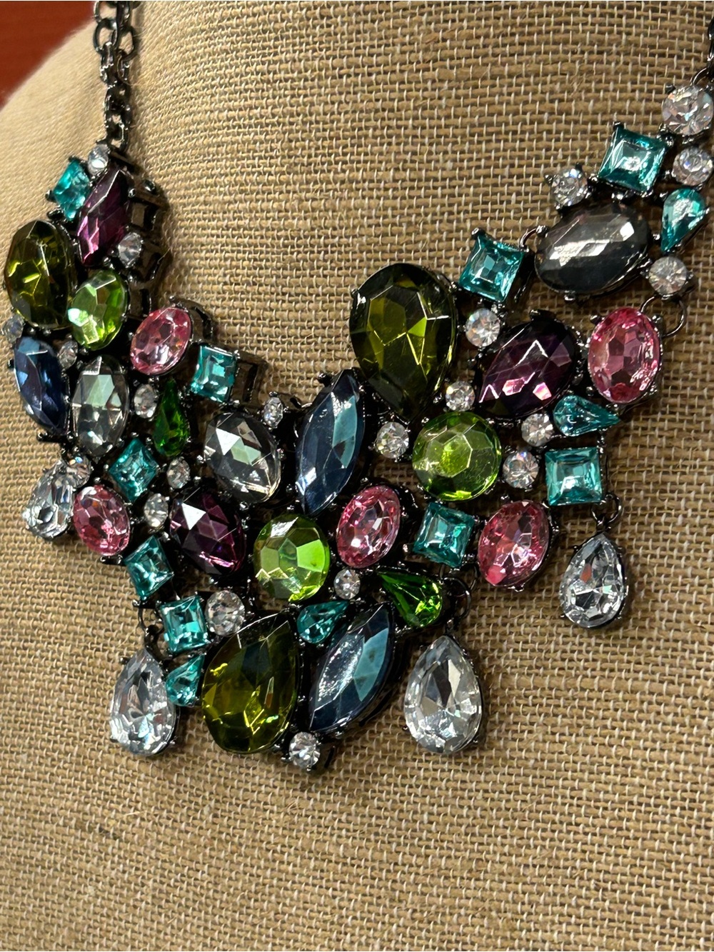 Loulou de la Falaise Signed Multicolor Gem Statement Bib Necklace HSN